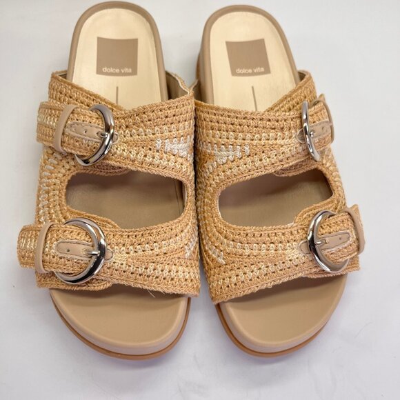Dolce Vita Ralli Woven Buckle Platform Sandal Size 7 Beige Casual Comfort - Picture 3 of 14